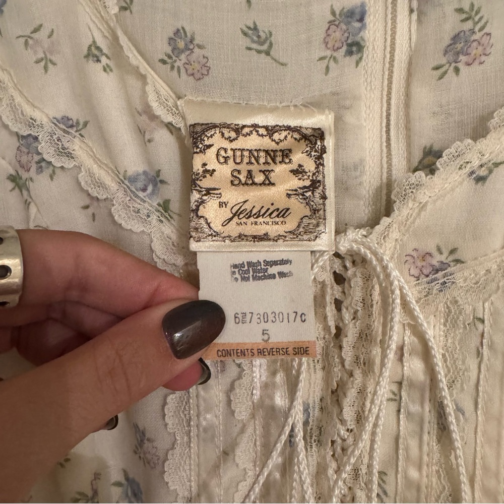 Gunne Sax Cream Floral Maxi Dress by Jessica San Francisco - Picture 6 of 9